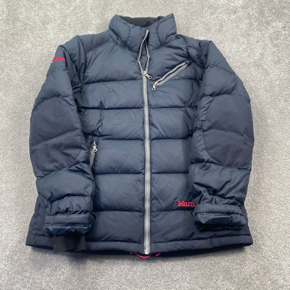Marmot Puffer Jacket Mens Medium Navy Blue 650 Fill Down Quilted Winter Coat